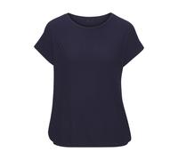 Kurzarmshirt VIVANCE "mit modischem Jacquard-Muster", Damen, Gr. 40/42, navy, Single Jersey, Obermaterial: 63% Polyester, 29% Viskose, 8% Elasthan, unifarben, figurumspielend, Rundhals, Shirts, aus lu