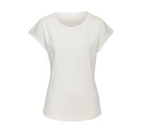 Kurzarmshirt VIVANCE "mit dekorativem Häkeleinsatz", Damen, Gr. 48/50, orange (peach, creme), Cru00eape, Obermaterial: 98% Polyester, 2% Elasthan, unifarben, modisch, bequem normal, Rundhals, Kurzarm