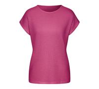Kurzarmshirt VIVANCE "aus bügelfreiem Waffelstrick", Damen, Gr. 44/46, pink, Strick, Obermaterial: 64% Polyester, 34% Viskose, 2% Elasthan, leicht transparent, unifarben, bequem, Rundhals, Shirts, aus