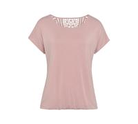 Kurzarmshirt VIVANCE "mit sommerlicher Häkelspitze am Rücken", Damen, Gr. 48/50, rosa (rose), Single Jersey, Obermaterial: 95% Viskose (LENZING™ ECOVERO™), 5% Elasthan. Spitze: 100% Baumwolle, unifarb
