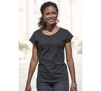 Kurzarmshirt VIVANCE "mit silbrigen Glitzerpünktchen", Damen, Gr. 48/50, rosa (rose, schwarz), Obermaterial: 100% Baumwolle, Rundhals, Kurzarm mit Aufschlag, Shirts, aus weicher Baumwoll-Qualität (967