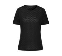 Kurzarmshirt VIVANCE "mit modischem Ajour-Muster", Damen, Gr. 48/50, schwarz, Feinstrick, Obermaterial: 60% Baumwolle, 40% Polyester, figurumspielend, Rundhals, Shirts, aus weicher Baumwoll-Qualität (