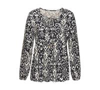 Langarmbluse VIVANCE, Damen, Gr. 42, blau (marine, beige bedruckt), Web, Obermaterial: 100% Viskose, bedruckt, modisch, figurumspielend hüftlang, Rundhals, Langarm elastischer Bund mit innenliegendem 