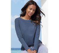 Langarmshirt VIVANCE Gr. 32/34, blau (blau, creme) Damen Shirts (98409845-32) blau, creme