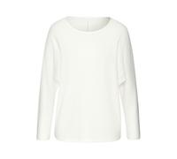 Langarmshirt VIVANCE "in modischer Struktur-Optik", Damen, Gr. 44/46, weiß (creme), Strick, Obermaterial: 55% Polyester (REPREVE), 42% Viskose, 3% Elasthan, Strukturmuster, figurumspielend, Rundhals, 