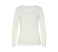 Langarmshirt VIVANCE "mit modischem Ajour-Muster", Damen, Gr. 44/46, beige (crme), Feinstrick;Jersey, Obermaterial: 60% Baumwolle, 40% Polyester, körpernah normal, Rundhals, Shirts Langarmshirt, aus l