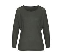 Langarmshirt VIVANCE "aus weichem Strukturstrick", Damen, Gr. 44/46, grün (dunkelgrün), Strick, Obermaterial: 70% Polyester (REPREVE), 30% Viskose, unifarben, Basic, bequem, Rundhals, Shirts, aus büge