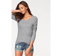 Vivance Langarmshirt (2er-Pack) aus elastischer Baumwoll-Qualität, grau-meliert | schwarz