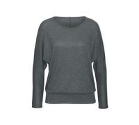Langarmshirt VIVANCE "mit breitem Bund", Damen, Gr. 40/42, grau (graugrün), Feinstrick, Obermaterial: 55% Polyester (REPREVE), 43% Viskose, 2% Elasthan, meliert, bequem normal, Rundhals, Shirts Langar