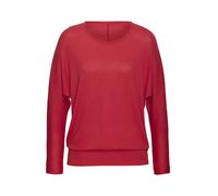 Langarmshirt VIVANCE "mit breitem Bund", Damen, Gr. 44/46, rot (korallenrot), Feinstrick, Obermaterial: 55% Polyester (REPREVE), 43% Viskose, 2% Elasthan, meliert, bequem normal, Rundhals, Shirts Lang