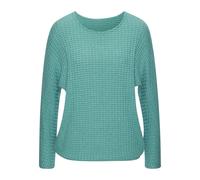 Langarmshirt VIVANCE "aus sommerlicher Strickqualität", Damen, Gr. 44/46, grün (mint, creme), Strick, Obermaterial: 68% Viskose (LENZING™ ECOVERO™), 30% Polyester, 2% Elasthan, gemustert, figurumspiel