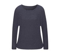 Langarmshirt VIVANCE "aus strukturierter Strickqualität", Damen, Gr. 40/42, blau (navy, creme), Strick, Obermaterial: 68% Viskose (LENZING™ ECOVERO™), 30% Polyester, 2% Elasthan, gemustert, figurumspi