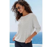 Langarmshirt VIVANCE "aus strukturierter Strickqualität", Damen, Gr. 44/46, schwarz, creme, Feinstrick, Obermaterial: 68% Viskose (LENZING™ ECOVERO™), 30% Polyester, 2% Elasthan, gemustert, figurumspi