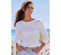Langarmshirt VIVANCE "mit modischer Rippstruktur", Damen, Gr. 44/46, schwarz (schwarz, creme), Rippware, Obermaterial: 63% Polyester (REPREVE), 34% Viskose, 3% Elasthan, Strukturmuster, unifarben, Bas