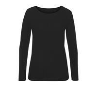 Langarmshirt VIVANCE "mit modischer Rippstruktur", Damen, Gr. 44/46, schwarz, Rippware, Obermaterial: 63% Polyester (REPREVE), 34% Viskose, 3% Elasthan, Strukturmuster, unifarben, Basic, figurumspiele