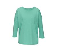 Langarmshirt VIVANCE "mit modischer Struktur", Damen, Gr. 40/42, blau (türkis), Strick, Obermaterial: 65% Polyester (REPREVE), 35% Baumwolle, Strukturmuster, unifarben, Basic, bequem, Rundhals, Shirts