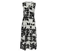 Maxikleid VIVANCE, Damen, Gr. 36, N-Gr, beige (creme, schwarz bedruckt), Web, Obermaterial: 100% Viskose, bedruckt, modisch, figurumspielend knöchelfrei, V-Ausschnitt, ohne Ärmel, Kleider, mit Volants