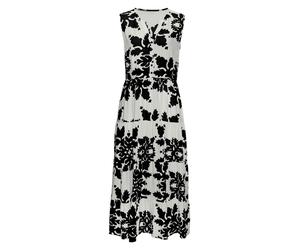 VIVANCE Maxikleid Damen creme-schwarz bedruckt Gr.44