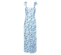 Maxikleid VIVANCE "mit Trägern zum Knoten und Alloverprint", Damen, Gr. 38, N-Gr, marine, creme bedruckt, Jersey, Obermaterial: 100% Viskose, bedruckt, figurbetont bodenlang, eckiger Ausschnitt, Kleid