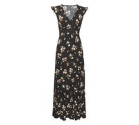 Maxikleid VIVANCE "mit V-Ausschnitt und Blumendruck", Damen, Gr. 36, N-Gr, schwarz (schwarz, koralle bedruckt), Jersey, Obermaterial: 100% Viskose, bedruckt, figurbetont lang, V-Ausschnitt, Kleider Ma