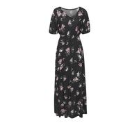 Maxikleid VIVANCE, Damen, Gr. 36, N-Gr, schwarz, mauve bedruckt, Jersey, Obermaterial: 100% Viskose, bedruckt, geblümt, modisch, figurumspielend knöchelfrei, V-Ausschnitt, Kurzarm mit innenliegendem G