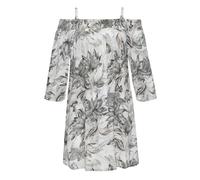 Off-Shoulder-Kleid VIVANCE, Damen, Gr. 42, N-Gr, schwarz weiß grau geblümt, Crêpe, Obermaterial: 100% Viskose, bedruckt, geblümt, figurumspielend kniefrei, Carmenausschnitt, Kleider, mit Allover-Print