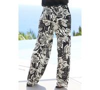 Palazzohose VIVANCE, Damen, Gr. 42, N-Gr, schwarz (schwarz, creme bedruckt), Jersey, Obermaterial: 100% Viskose, bedruckt, casual, figurumspielend lang, Hosen, mit Alloverdruck aus Jersey (18521338-42