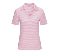 Poloshirt VIVANCE "aus strukturierter Strickqualität", Damen, Gr. 32/34, rosa (rose, creme), Strick, Obermaterial: 75% Baumwolle, 25% Polyester, gemustert, bequem, V-Ausschnitt, Shirts, schöne Strick-