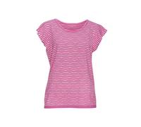 Rundhalsshirt VIVANCE "mit Streifenstruktur", Damen, Gr. 32/34, pink (pink, creme), Feinstrick, Obermaterial: 54% Polyester (REPREVE), 35% Baumwolle, 11% Viskose, gestreift, modisch, normal normal, Ru
