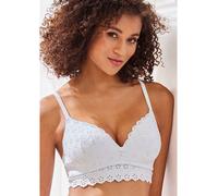 Bralette-BH VIVANCE, Damen, Gr. 75, Cup C, weiß, Jersey, Obermaterial: 80% Baumwolle, 9% Polyester, 6% Polyamid, 5% Elasthan, feminin, BHs, ohne Bügel aus weicher Baumwolle mit Lochstickerei, Dessous