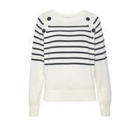 Streifenpullover VIVANCE, Damen, Gr. 32/34, blau (weiß, marine), Strick, Obermaterial: 100% Baumwolle, gestreift, figurumspielend hüftlang, Rundhals, Raglanärmel, Pullover Streifenpullover, mit Zierkn