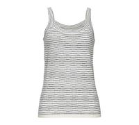 Stricktop VIVANCE "mit Streifenstruktur", Damen, Gr. 48/50, beige (creme, rauchblau), Feinstrick, Obermaterial: 54% Polyester (REPREVE), 35% Baumwolle, 11% Viskose, gestreift, normal normal, Rundhals,