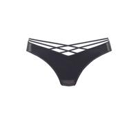 String VIVANCE, Damen, Gr. 36/38, schwarz (schwarz, metallic), Microfaser, Obermaterial: 70% Polyamid, 30% Elasthan, Unterhosen String, mit verführerischem Bänderdetail (85997263-36) schwarz, metallic