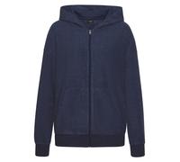 Sweater VIVANCE, Damen, Gr. 40/42, blau (dunkelblau meliert), Frottee, Obermaterial: 51% Polyester, 49% Baumwolle. Kapuzenfutter: 60% Baumwolle, 40% Polyester, unifarben, casual, Basic lang, Rundhals,