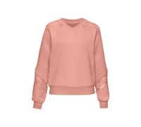 Sweatshirt VIVANCE, Damen, Gr. 48/50, orange (peach), Sweatware, Obermaterial: 60% Baumwolle, 40% Polyester. Spitze: 100% Baumwolle, unifarben, figurumspielend hüftlang, V-Ausschnitt, angesetztes Bünd