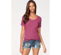 T-Shirt VIVANCE "aus elastischer Baumwoll-Qualität" Gr. 44/46, transparent (beere, navy), Damen, Single Jersey, Obermaterial: 95% Baumwolle, 5% Elasthan, Shirts (311827-44) beere, navy