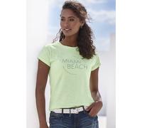 T-Shirt VIVANCE "mit modischem Frontprint", Damen, Gr. 44/46, grün (lime bedruckt, lime uni), Jersey, Obermaterial: 100% Baumwolle, bedruckt, unifarben, modisch, bequem normal, Rundhals, Kurzarm mit A