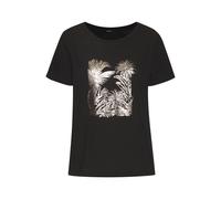 T-Shirt VIVANCE "mit goldfarben schimmerndem Folienprint", Damen, Gr. 48/50, schwarz, Jersey, Obermaterial: 100% Baumwolle, bedruckt, metallic, modisch, bequem normal, Rundhals, Kurzarm, Shirts, aus w
