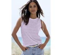 Tanktop VIVANCE "mit verstellbarer Raffung an der Schulter", Damen, Gr. 40/42, flieder, türkis, Slub, Obermaterial: 65% Polyester (REPREVE), 35% Baumwolle, Strukturmuster, modisch, bequem, Rundhals, v