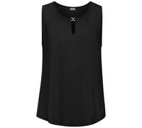 Tanktop VIVANCE, Damen, Gr. 44/46, schwarz, Single Jersey, Obermaterial: 100% Viskose, unifarben, figurumspielend hüftlang, V-Ausschnitt, Tops Tanktop, mit goldenem Zieraccessoire, weich fließende Qua