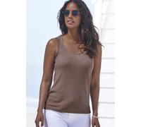 Trägertop VIVANCE "mit tropfenförmigem Cut-Out am Rücken", Damen, Gr. 44/46, rosa (taupe, rose), Piqué, Obermaterial: 69% Polyester (REPREVE), 28% Viskose, 3% Elasthan, Waffelmuster, unifarben, lässig