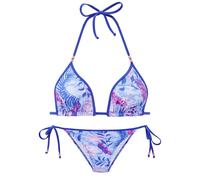 Triangel-Bikini VIVANCE, Damen, Gr. 42, Cup C/D, blau, bedruckt, Microfaser, bedruckt, Bikini-Sets Triangel-Bikini, mit stylischem Blätterprint (33458747-42) blau, bedruckt