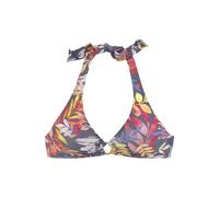 Triangel-Bikini-Top VIVANCE "Leilani", Damen, Gr. 38, Cup C/D, grau (grau, bedruckt), Polyamid, bedruckt, floral, Bikini-Oberteile, bedruckt, herausnehmbare Cups, im Nacken und Rücken zu binden (22337