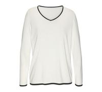 VIVANCE V-Ausschnitt-Pullover Damen weiß-schwarz Gr.32/34