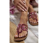 Zehentrenner VIVANCE, Damen, Gr. 39, pink, Obermaterial: 100% Ziegenleder. Futter: 100% Lederimitat. Decksohle: 100% Textilmaterial. Laufsohle: 100% Synthetik, unifarben, Glitzer, modisch, Schuhe, San