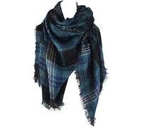Vivian & Vincent Damen karierte decke winter-schal warm wrap maxi-schal cape einheitsgröße blau grau c22