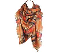 VIVIAN & VINCENT Damen karierte decke winter-schal warm wrap maxi-schal cape einheitsgröße Orange, für Halloween, Thanksgiving
