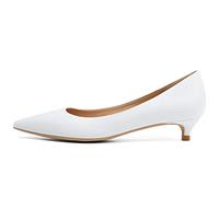 VIVIANSHOP Damen Arbeitsschuhe Flacher Mund 3 cm Niedriger Absatz Lederschuhe Damen Spitze Mode Party Abendkleid Schuhe Weiß-35EU