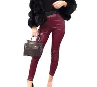 VIVICOLOR Damen-Leggings aus PU-Leder. Damen-Leggings aus PVC im Wet-Leder-Look