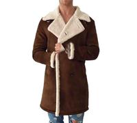 VIVICOLOR Herren-Wildlederjacke mit Fell-Lammfellfutter und gekerbtem Revers, Warmer Winter-Trenchcoat aus Wildleder, M-4XL
